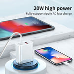 SDC-20WA+C 20W PD 3.0 + QC 3.0 USB Dual Fast Charging Universal Travel Charger with USB to Type-C / USB-C Fast Charging Data Cable, UK Plug, USB to Type-C / USB-C (UK Plug)