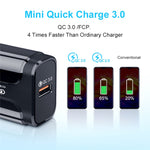 LZ-023 18W QC 3.0 USB Portable Travel Charger + 3A USB to Micro USB Data Cable, EU Plug, Micro USB Data Cable, EU Plug