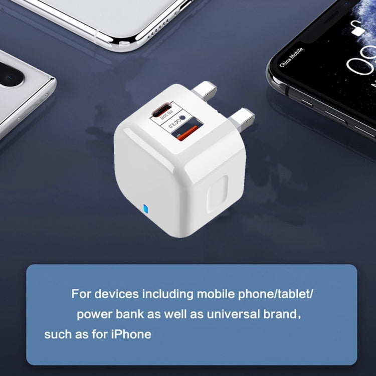 YSY-6087PD 20W PD3.0 + QC3.0 Dual Fast Charge Travel Charger with Type-C to Type-C Data Cable, EU Plug, US Plug, UK Plug