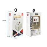 YSY-6087PD 20W PD3.0 + QC3.0 Dual Fast Charge Travel Charger with Type-C to Type-C Data Cable, EU Plug, US Plug, UK Plug