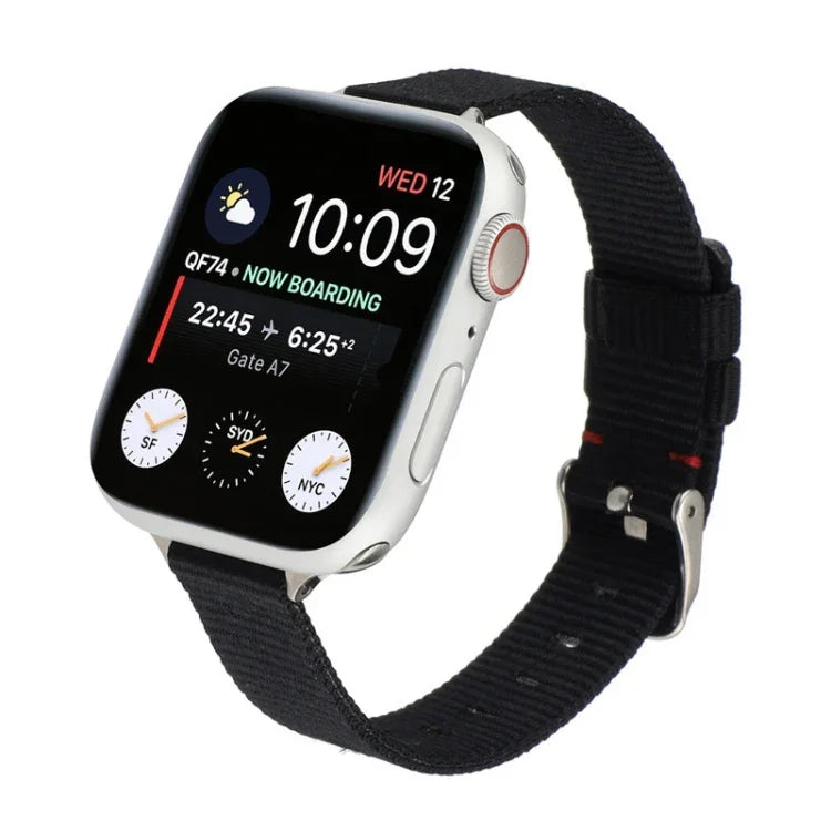Woven Canvas Nylon Wrist Strap Watch Band, For Series 7 41mm / 6 & SE & 5 & 4 40mm / 3 & 2 & 1 38mm, For Series 7 45mm / 6 & SE & 5 & 4 44mm / 3 & 2 & 1 42mm