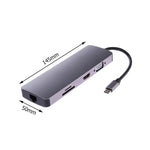 WS-11 8 in 1 Type-C to HDMI + VGA + SD + TF + RJ45 + PD + 2 x USB3.0 HUB Adapter Converter