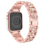 Three Stainless Steel Straps with Rhinestones, For Series 7 41mm / 6 & SE & 5 & 4 40mm / 3 & 2 & 1 38mm, For Series 7 45mm / 6 & SE & 5 & 4 44mm / 3 & 2 & 1 42mm