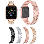 Three Stainless Steel Straps with Rhinestones, For Series 7 41mm / 6 & SE & 5 & 4 40mm / 3 & 2 & 1 38mm, For Series 7 45mm / 6 & SE & 5 & 4 44mm / 3 & 2 & 1 42mm