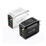 F002C QC3.0 USB + USB 2.0 Fast Charger with LED Digital Display for Mobile Phones and Tablets, US Plug, US Plug