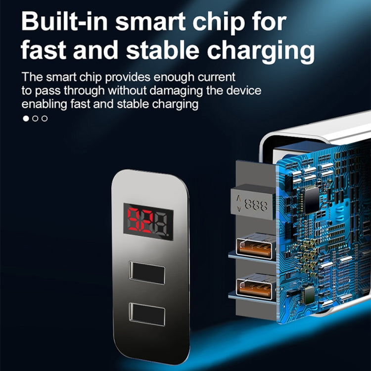 F002C QC3.0 USB + USB 2.0 Fast Charger with LED Digital Display for Mobile Phones and Tablets, US Plug, US Plug