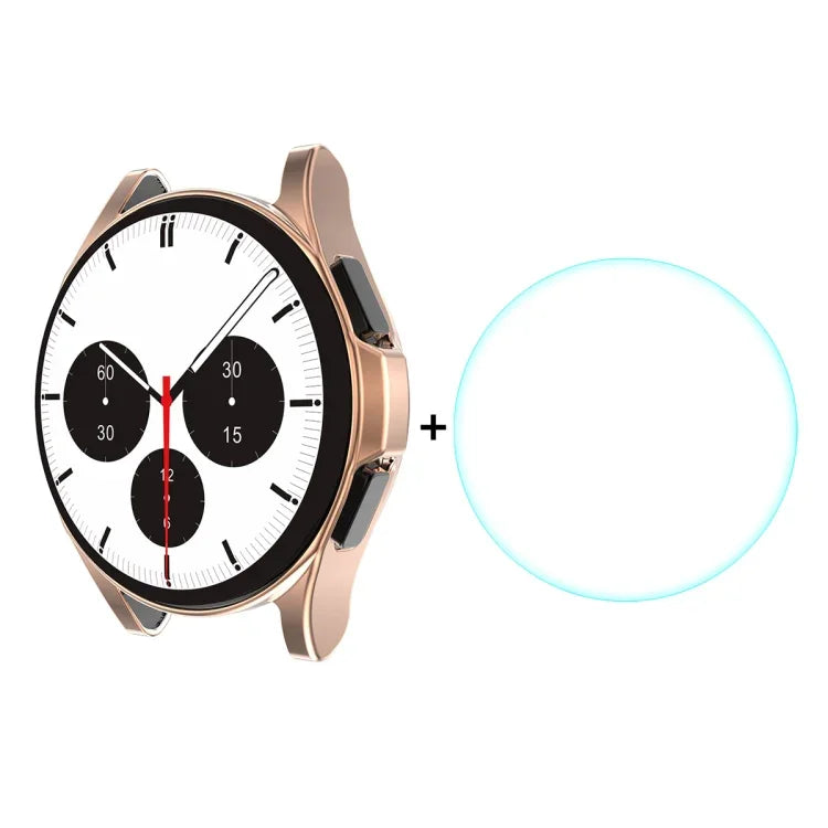 For Samsung Galaxy Watch4 Classic 46mm ENKAY Hat-Prince Full Coverage Electroplate Soft Case TPU HD Clear Cover + Tempered Glass Protector, For Samsung Galaxy Watch4 Classic 46mm