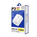40W Dual Port PD / Type-C Fast Charger with Type-C to Type-C Data Cable, US Plug, US Plug + Type-C to Type-C Cable
