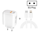 CS-20W Mini Portable PD3.0 + QC3.0 Dual Ports Fast Charger with 3A Type-C to 8 Pin Data Cable, Charger + Type-C to 8 Pin Cable