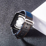 Sliver Buckle Leather Strap For Apple Watch Series, 7 41mm / 6&SE&5&4 40mm / 3&2&1 38mm, 7 45mm / 6&SE&5&4 44mm / 3&2&1 42mm