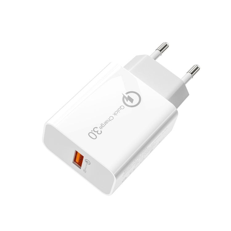 APD-2003 18W QC3.0 Single Port USB Charger with 1m USB to Type-C Data Cable, EU Plug + USB to Type-C Cable, US Plug + USB to Type-C Cable