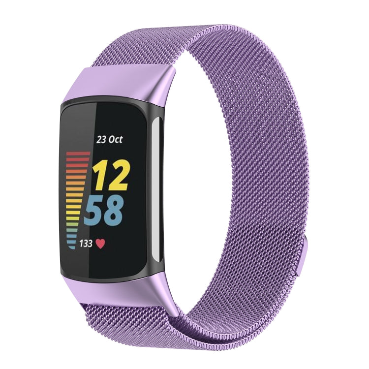Milano Magnetic Metal Strap for Fitbit Charge 5, Silver, Black, Rose Gold, Rose Pink, Champagne Gold, Gray, Color, Light Purple