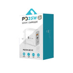 PD25W USB-C / Type-C + QC3.0 USB Dual Ports Fast Charger with USB to 8 Pin Data Cable, UK Plug, UK Plug + USB to 8 Pin Cable