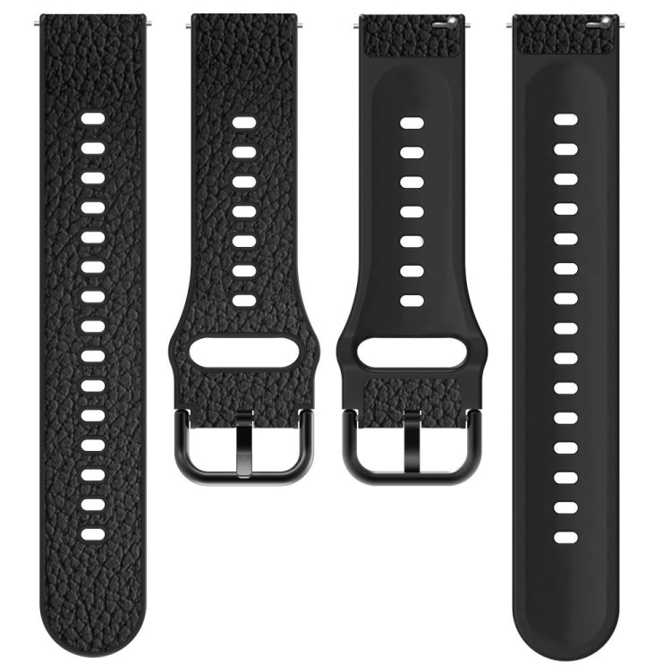 TPU +Lychee Pattern Leather Watch Strap, For Huawei Watch GT Runner / Watch GT 3 46mm, For Huawei Watch GT 3 42mm / Watch GT 2 42mm