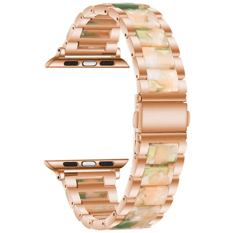 Metal + Resin Watchband For Apple Watch Series, 7 41mm / 6&SE&5&4 40mm / 3&2&1 38mm, 7 45mm / 6&SE&5&4 44mm / 3&2&1 42mm