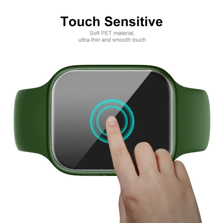 ENKAY Carbon Fiber PC Case + Full Coverage PET Screen Protector, For Apple Watch Series 9 / 8 / 7 41mm, For Apple Watch Series 9 / 8 / 7 45mm
