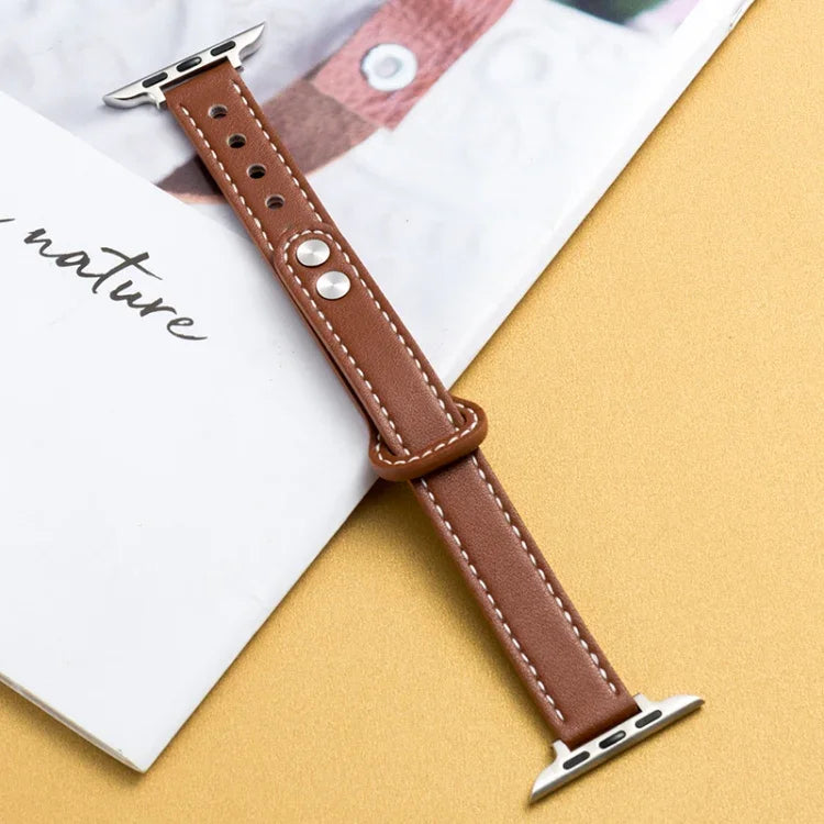 Microfiber Leather Car Line Small Waist Double Buckle Watch Strap, 7 41mm / 6&SE&5&4 40mm / 3&2&1 38mm, 7 45mm / 6&SE&5&4 44mm / 3&2&1 42mm