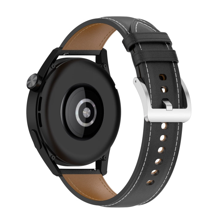 Calf Texture Sewing Thread Watchband, For Samsung Galaxy Watch 3 45mm, For Samsung Galaxy Watch 46mm, For Samsung Galaxy Gear S3 Classic / Gear S3 Frontier