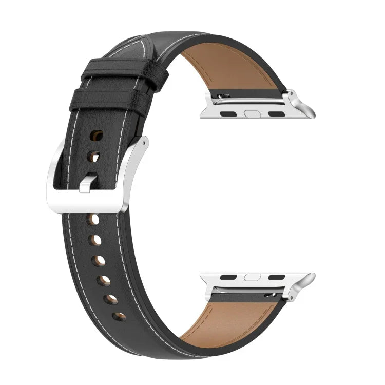 Top Layer Cowhide Sewing Watch Strap For Apple Watch Series, 7 41mm / 6&SE&5&4 40mm / 3&2&1 38mm 20mm, 7 45mm / 6&SE&5&4 44mm / 3&2&1 42mm 22mm, 7 41mm / 6&SE&5&4 40mm / 3&2&1 38mm 22mm, 7 45mm / 6&SE&5&4 44mm / 3&2&1 42mm 20mm