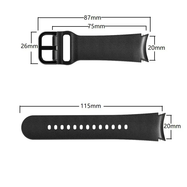 20mm Silicone Pasted Leather Strap, For Samsung Galaxy Watch 4 40mm, Samsung Galaxy Watch 4 44mm, For Samsung Galaxy Watch 4 Classic 42mm, For Samsung Galaxy Watch 4 Classic 46mm