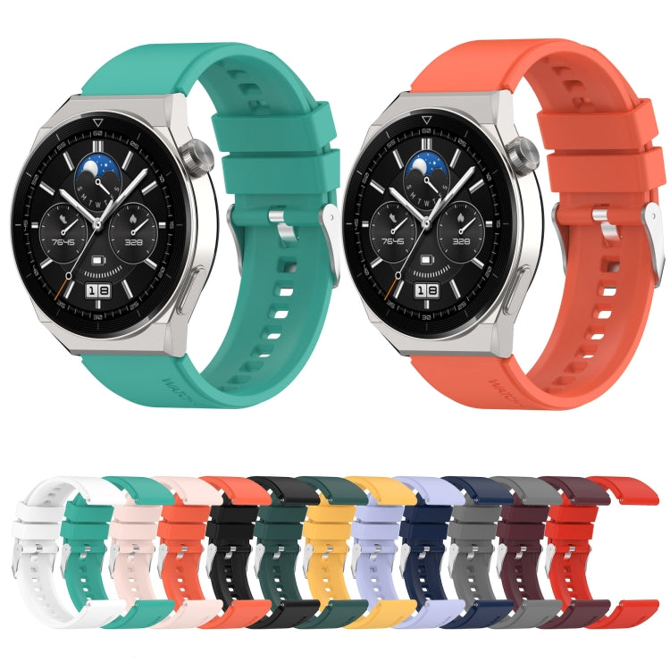 Protruding Head Silver Buckle Silicone Watch Band, For Huawei Watch GT 3 Pro 46mm 22mm, For Huawei Watch GT 3 Pro 43mm 20mm