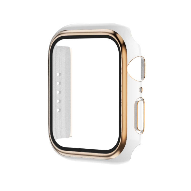 Electroplating Two-color PC+Tempered Film Watch Case, For Apple Watch Series 9 / 8 / 7 45mm, For Apple Watch Series 6/5/4/SE 44mm