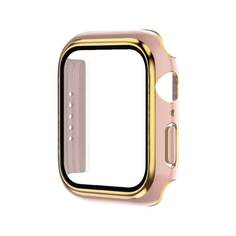 Electroplating Two-color PC+Tempered Film Watch Case, For Apple Watch Series 9 / 8 / 7 45mm, For Apple Watch Series 6/5/4/SE 44mm