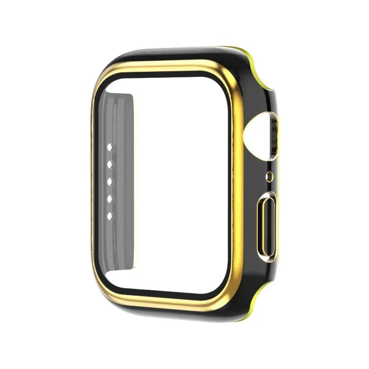 Electroplating Two-color PC+Tempered Film Watch Case, For Apple Watch Series 6/5/4/SE 40mm, For Apple Watch Series 3/2/1 38mm