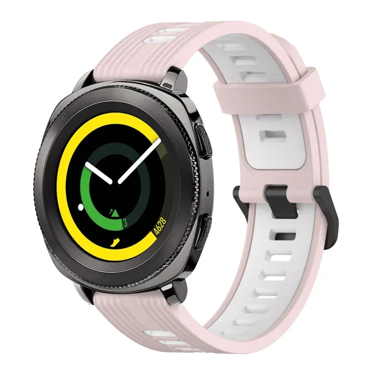 20mm Vertical Pattern Two-Color Silicone Watch Band, For Samsung Galaxy watch 42mm, For Samsung Gear Sport, For Samsung Gear S2 Classic