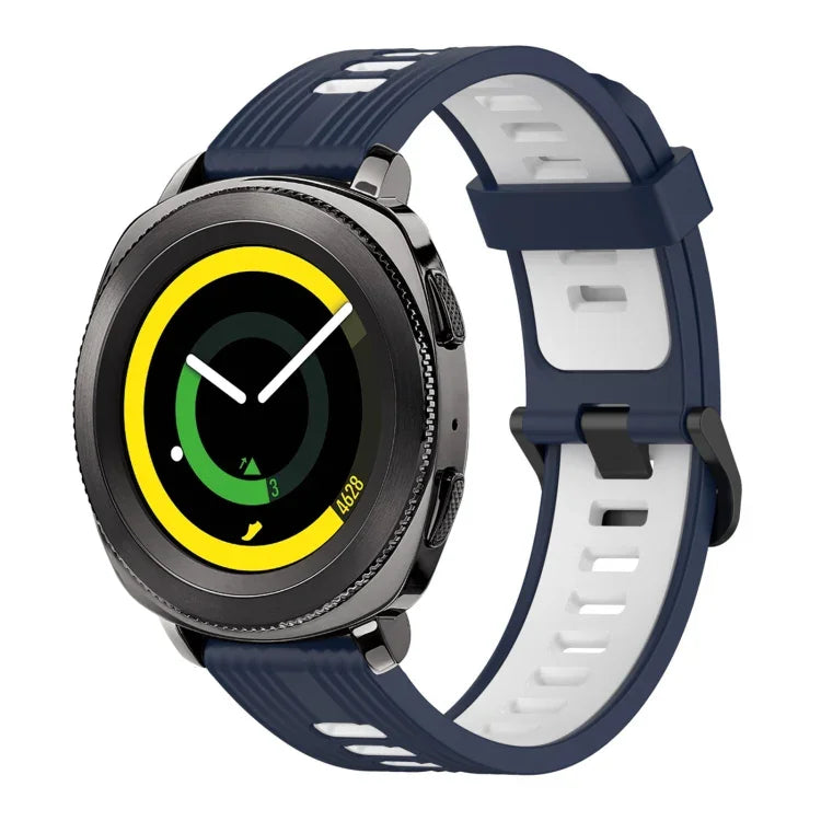 20mm Vertical Pattern Two-Color Silicone Watch Band, For Samsung Galaxy watch 42mm, For Samsung Gear Sport, For Samsung Gear S2 Classic