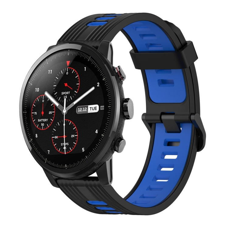22mm Vertical Pattern Two-Color Silicone Watch Band, For Amazfit 2 Stratos, For  Amazfit Z