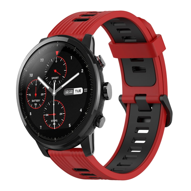 22mm Vertical Pattern Two-Color Silicone Watch Band, For Amazfit 2 Stratos, For  Amazfit Z
