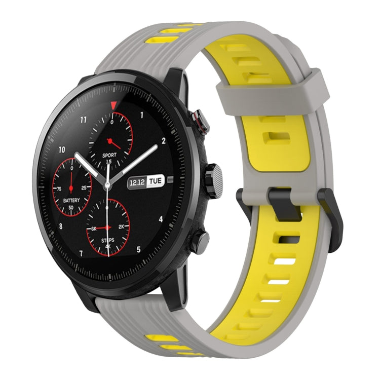 22mm Vertical Pattern Two-Color Silicone Watch Band, For Amazfit 2 Stratos, For  Amazfit Z