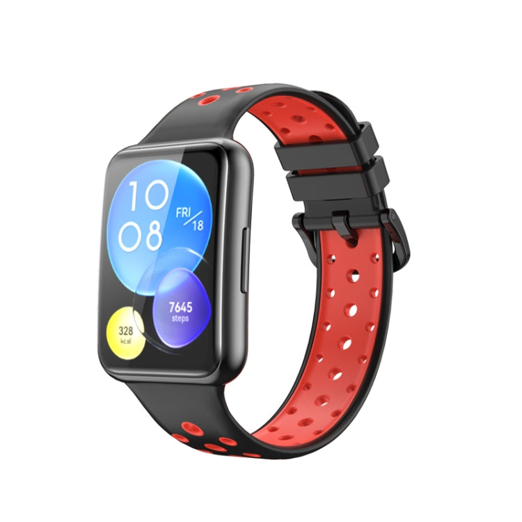 Two-Color Perforated Silicone Watch Band, For Huawei Watch Fit 2