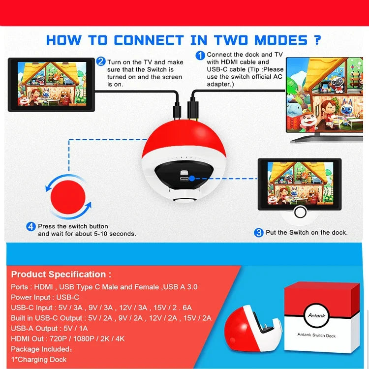 Multifunctional HDMI Charging Base Accessories For Nintendo Switch, Charging Base