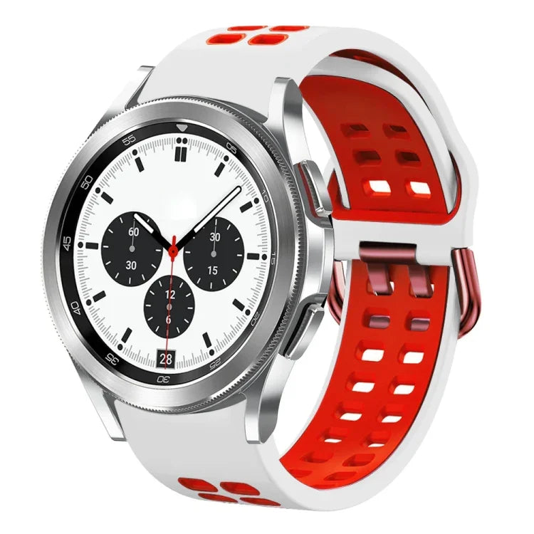 20mm Breathable Two-Color Silicone Watch Band, For Samsung Galaxy Watch 4 Classic 42mm, For Galaxy Watch Active 2