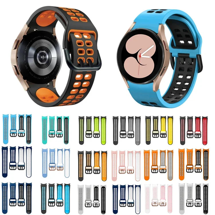 20mm Breathable Two-Color Silicone Watch Band, For Samsung Galaxy Watch 4 Classic 42mm, For Galaxy Watch Active 2