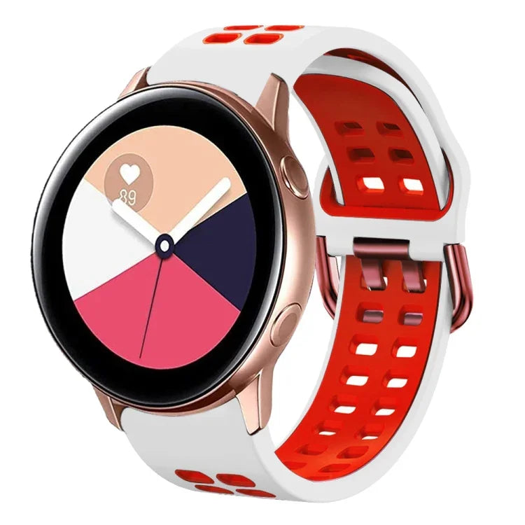 20mm Breathable Two-Color Silicone Watch Band, For Samsung Galaxy Watch 4 Classic 42mm, For Galaxy Watch Active 2
