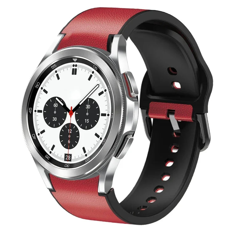 20mm Silicone Adhesive Leather Watch Band, For Samsung Galaxy Watch 4 Classic 46mm, For Samsung Galaxy Watch 4 Classic 42mm, For Samsung Galaxy Watch Active 2