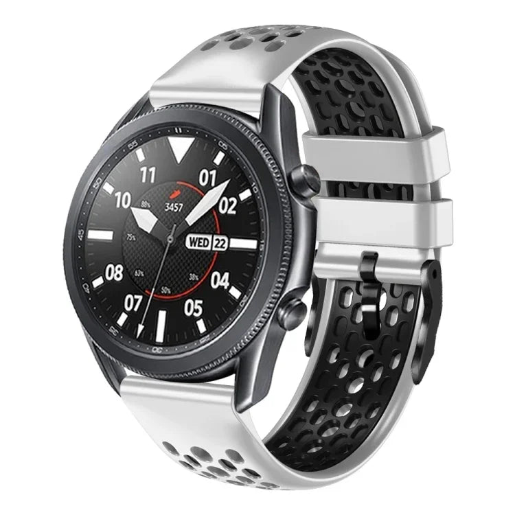 22mm Two-Color Breathable Silicone Watch Band, For Samsung Galaxy Watch3 45mm, For Samsung Galaxy Watch 46mm, For Samsung Gear S3 Classic, For Samsung Gear S3 Frontier