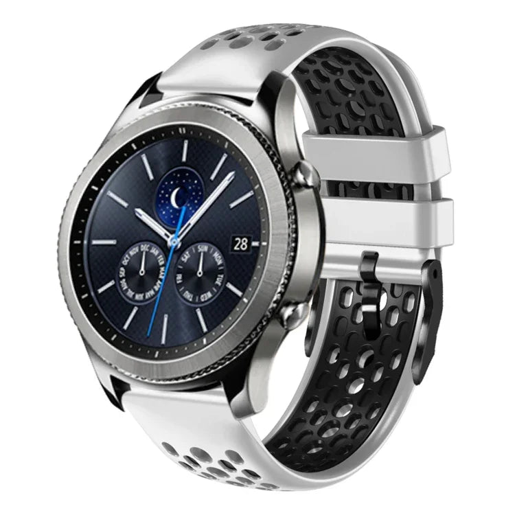22mm Two-Color Breathable Silicone Watch Band, For Samsung Galaxy Watch3 45mm, For Samsung Galaxy Watch 46mm, For Samsung Gear S3 Classic, For Samsung Gear S3 Frontier