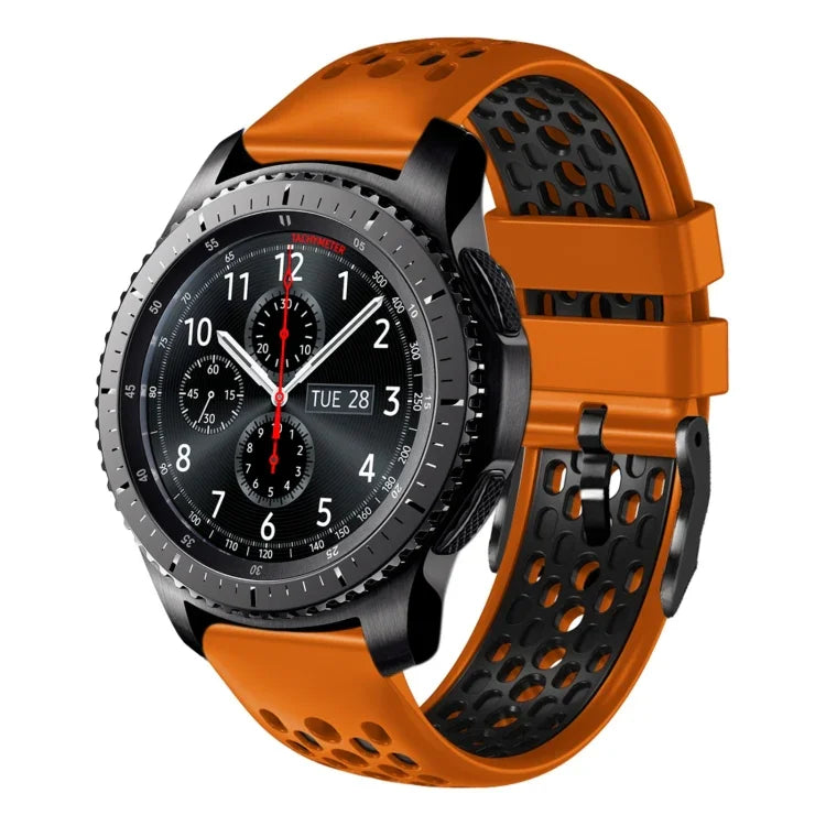 22mm Two-Color Breathable Silicone Watch Band, For Samsung Galaxy Watch3 45mm, For Samsung Galaxy Watch 46mm, For Samsung Gear S3 Classic, For Samsung Gear S3 Frontier