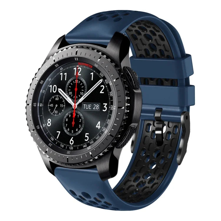 22mm Two-Color Breathable Silicone Watch Band, For Samsung Galaxy Watch3 45mm, For Samsung Galaxy Watch 46mm, For Samsung Gear S3 Classic, For Samsung Gear S3 Frontier