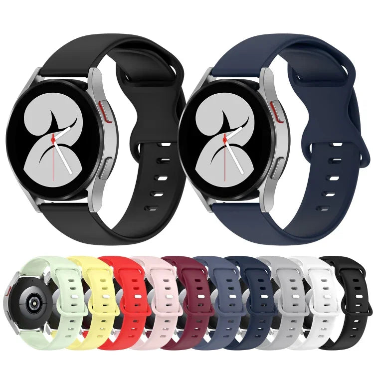 20mm Butterfly Buckle Solid Color Silicone Watch Band, For Samsung Galaxy Watch 4 44mm, For Samsung Galaxy Watch 4 Classic 46mm, For Samsung Galaxy Watch 4 Classic 42mm, For Samsung Galaxy Watch Active 2