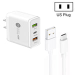 45W PD25W + 2 x QC3.0 USB Multi Port Charger with USB to Type-C Cable, US Plug, US Plug + USB to Type-C Cable