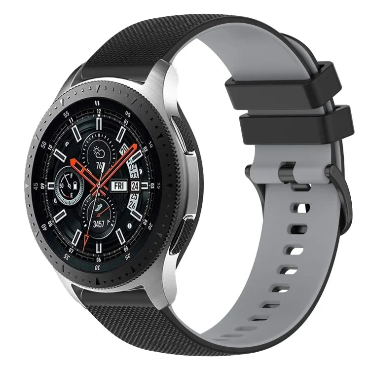 22mm Checkered Two-Color Silicone Watch Band, For Samsung Galaxy Watch3 45mm, For Samsung Galaxy Watch 46mm, For Samsung Gear S3 Classic, For Samsung Gear S3 Frontier