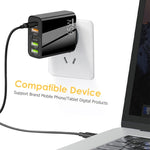 65W Dual PD Type-C + 3 x USB Multi Port Charger with 3A Type-C to Type-C Data Cable, UK Plug, UK Plug + Type-C to Type-C Cable