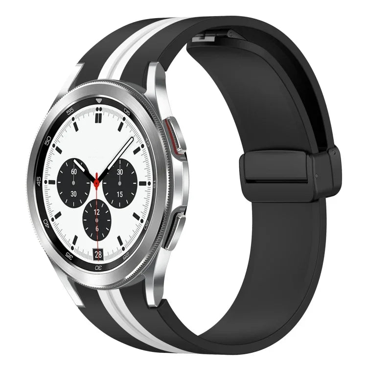 Folding Magnetic Clasp Silicone Watch Band, For Samsung Galaxy Watch 4 Classic 46mm, For Samsung Galaxy Watch 4 Classic 42mm