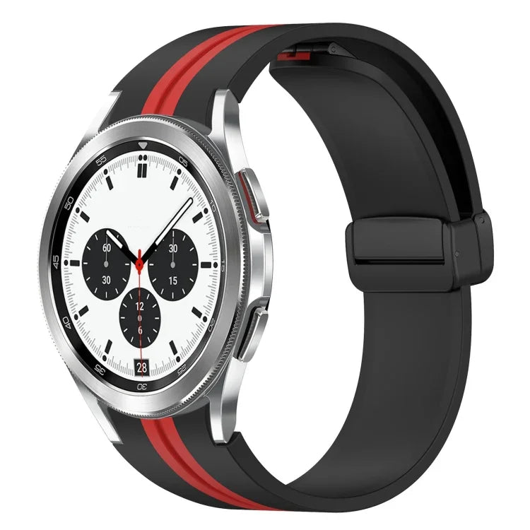 Folding Magnetic Clasp Silicone Watch Band, For Samsung Galaxy Watch 4 Classic 46mm, For Samsung Galaxy Watch 4 Classic 42mm
