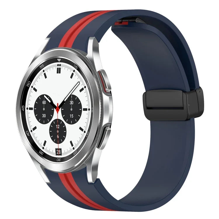 Folding Magnetic Clasp Silicone Watch Band, For Samsung Galaxy Watch 4 Classic 46mm, For Samsung Galaxy Watch 4 Classic 42mm